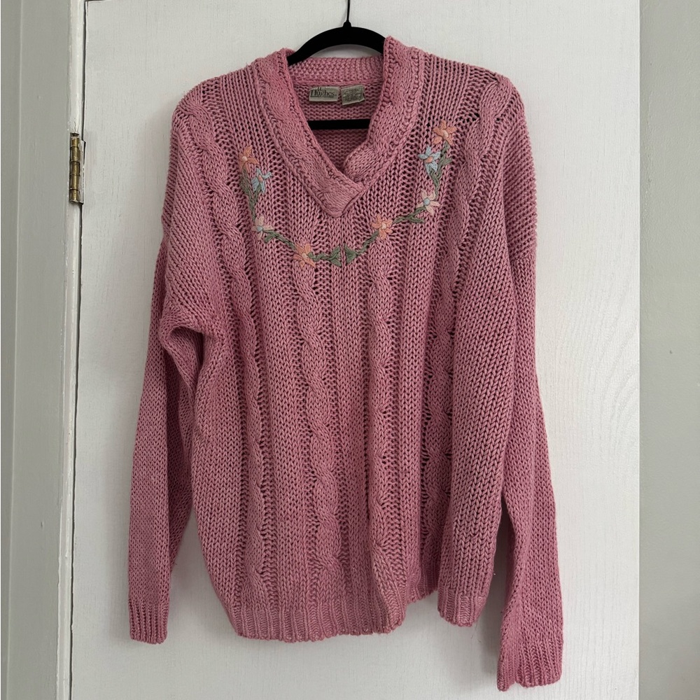 Vintage Pink Cable Knit Sweater